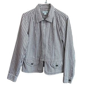 EUC, Christopher & Banks Women's Small Long Sleeve Striped Multicolor Zip Jacket